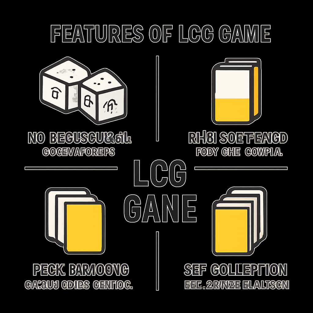 An educational diagram illustrating the features of LCG Game.