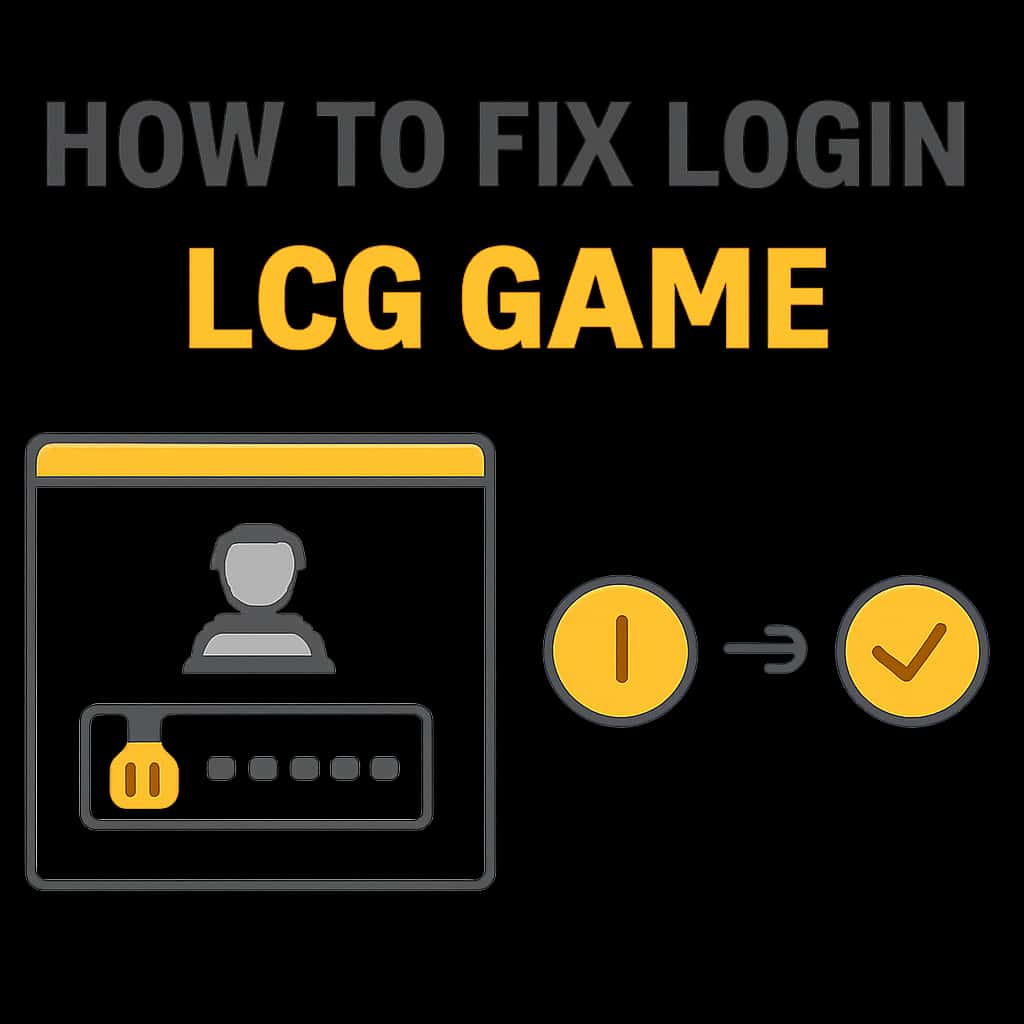 Illustration of login troubleshooting steps for LCG Game.