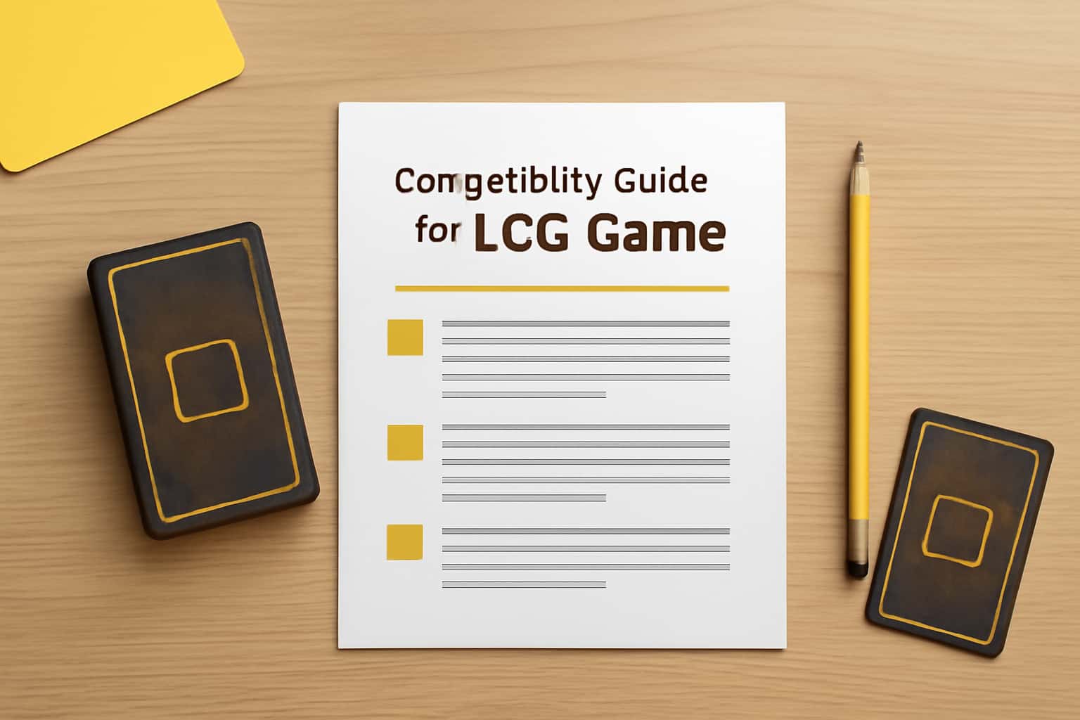 An informational scene about the Compatibility Guide for LCG Game.