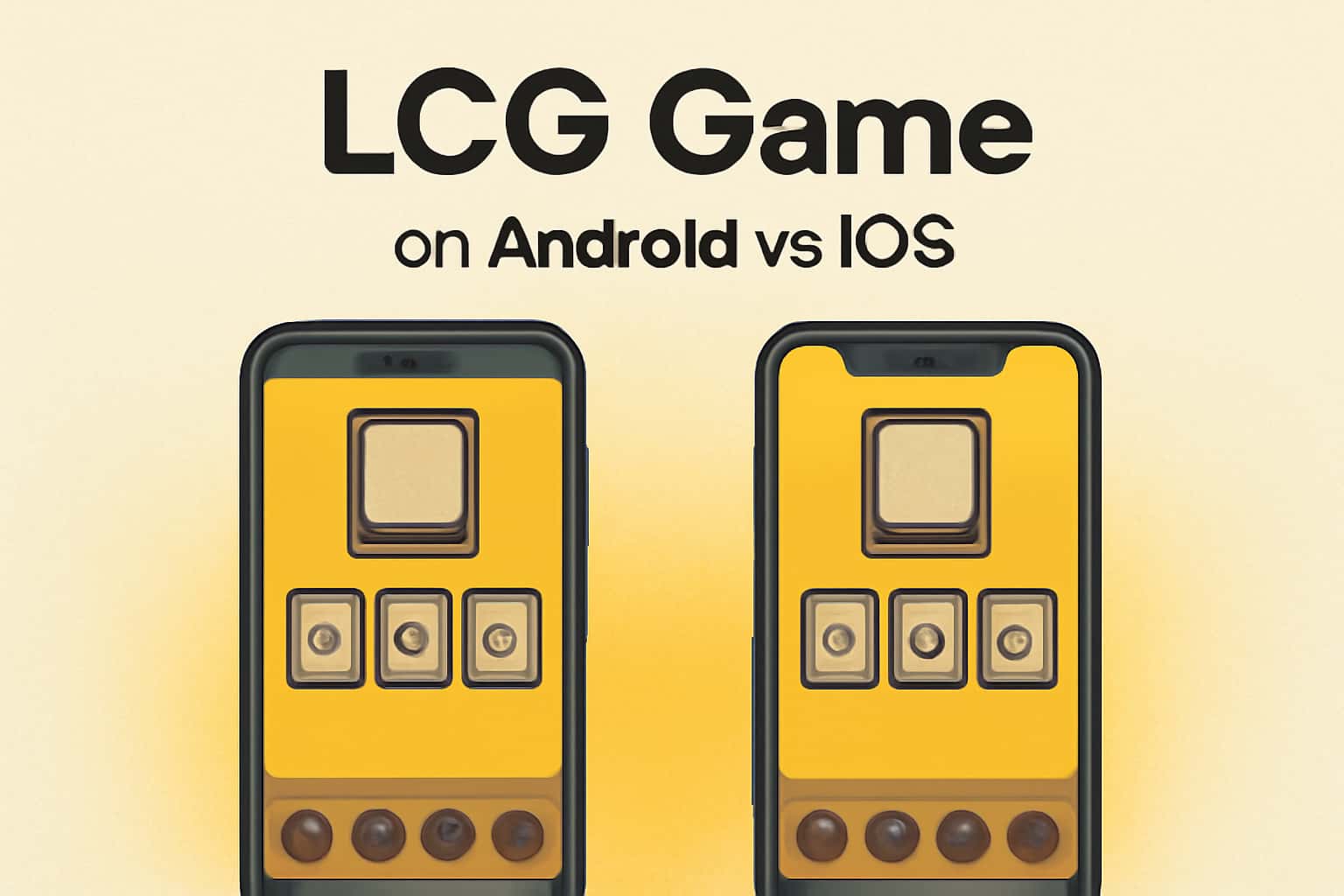 Informational scene comparing LCG Game on Android and iOS.