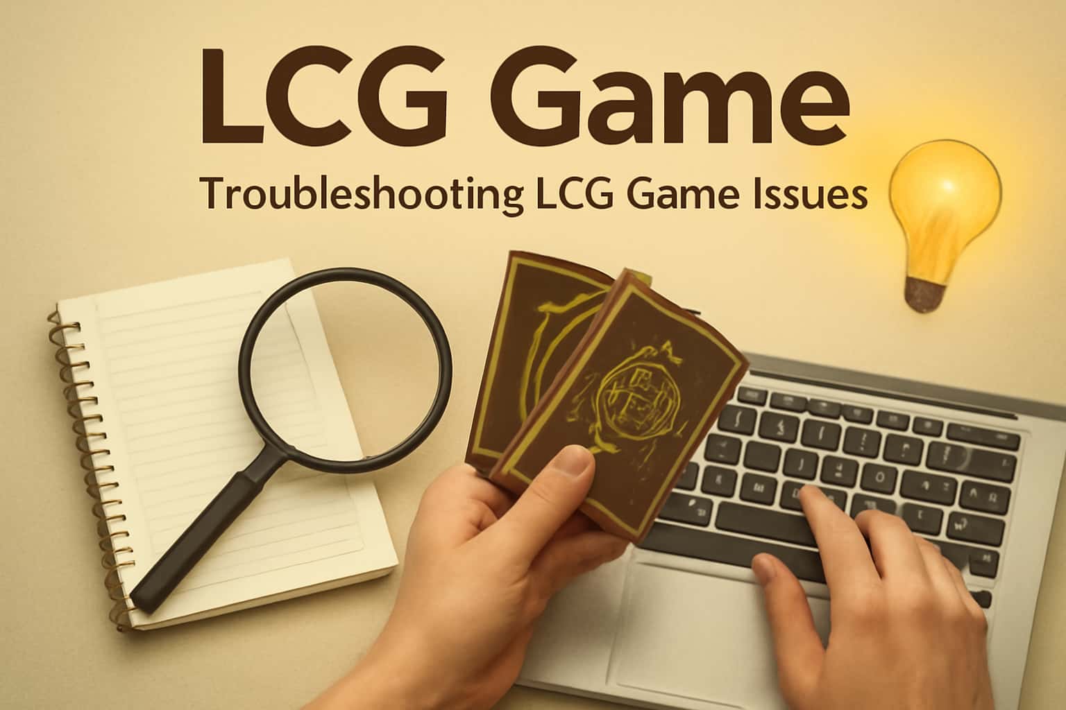An informational graphic illustrating troubleshooting steps for LCG Game issues.