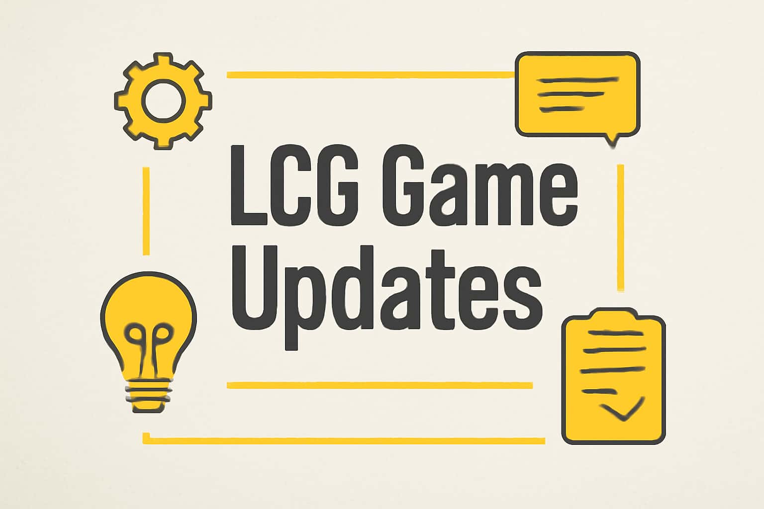 Informational scene about LCG Game Updates highlighting features.