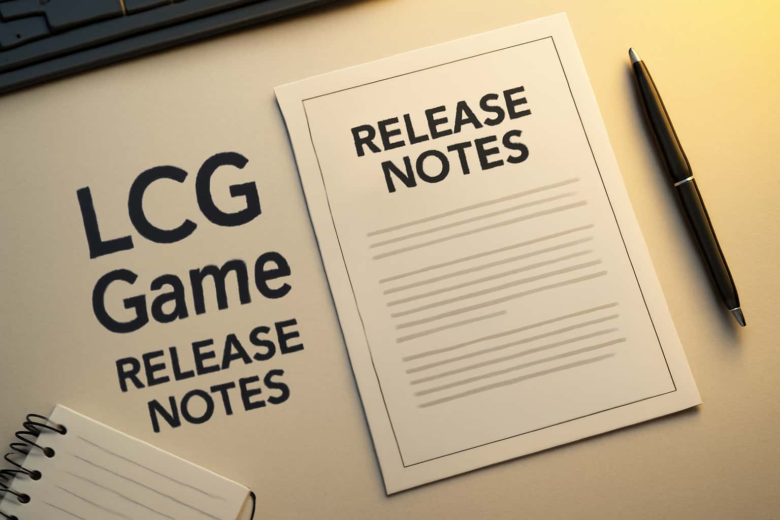 A visual representation of LCG Game Release Notes in a neutral setting.